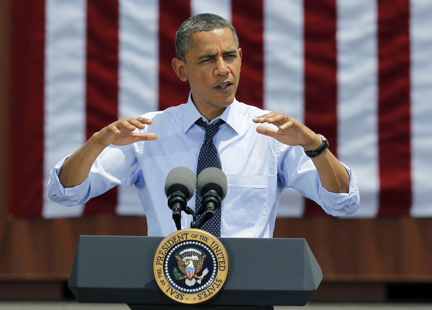 President Obama speaks at the Port of Tampa in Tampa, Fla., on Friday, April 13, 2012. (AP Photo/Chris O'Meara)