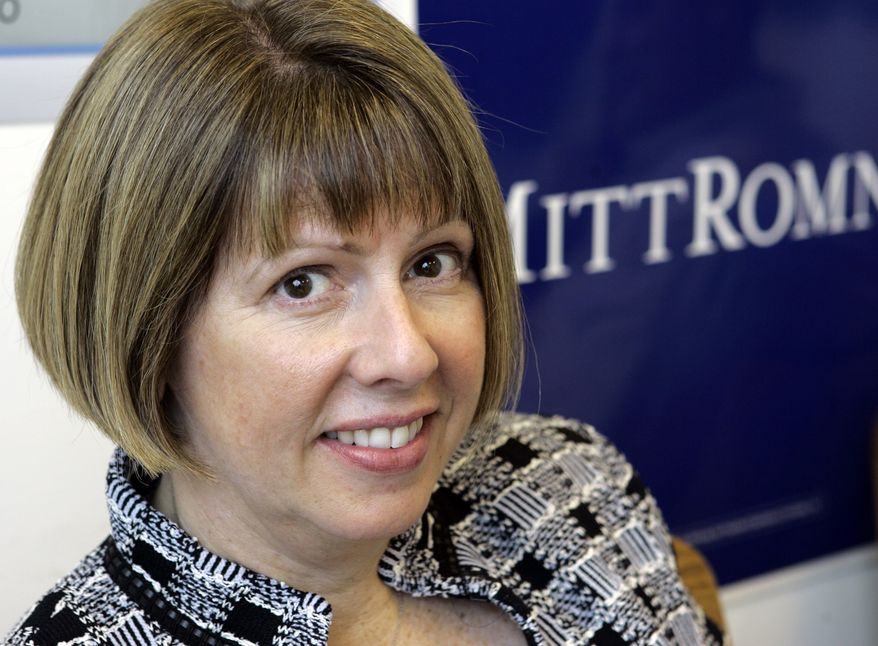 ** FILE ** Beth Myers is seen at the Romney 2008 presidential campaign office in Boston in April 2007. (AP Photo/Elise Amendola)