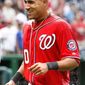 Washington Nationals shortstop Ian Desmond has enjoyed a career year with 16 home runs, 49 RBI and a .279 batting average. He was named to the All-Star Game but has decided to use the break to rest a sore oblique. Michael Bourn was named to the National League team in his place. (AP Photo/Jacquelyn Martin)
