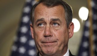 **FILE** House Speaker John Boehner, Ohio Republican, speaks April 25, 2012, about a student loans bill on Capitol Hill. (Associated Press)