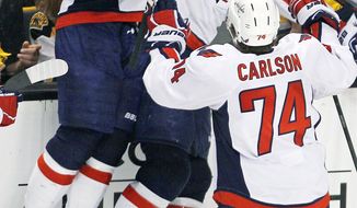 Washington Capitals right wing Joel Ward had the Game 7 overtime goal against the Boston Bruins that pushed the Caps to the second round of the playoffs. (AP Photo/Charles Krupa)