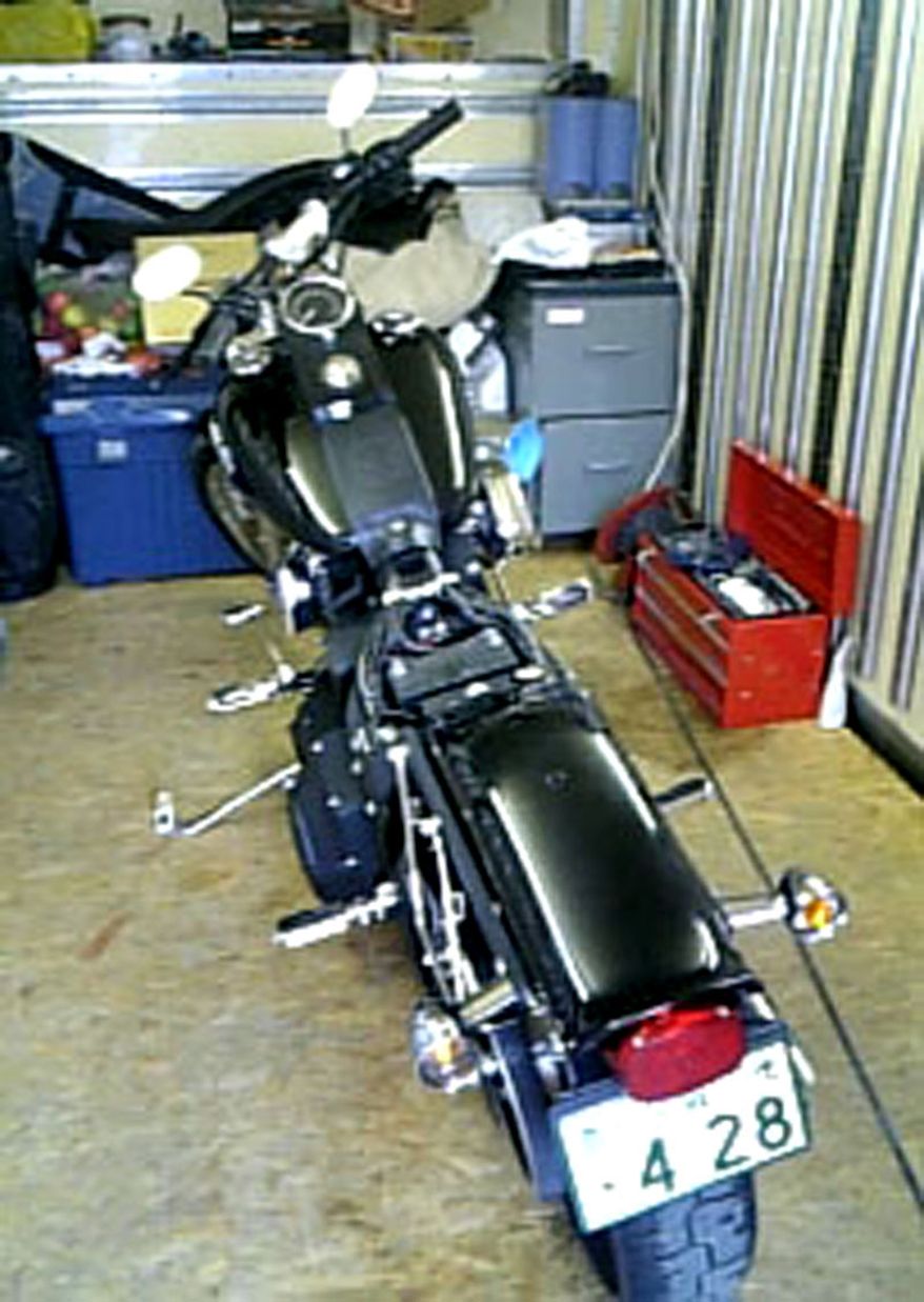 A Harley-Davidson sits in the garage in Kakuda, Niyagi Prefecture in northern Japan, in this undated photo taken by owner Ikuo Yokoyama. Japanese media said May 2, 2012, that the motorcycle lost in March 2011 tsunami washed up on a Canadian island about 6,400 kilometers (4,000 miles) away. (Associated Press/Ikuo Yokoyama via Kyodo News)