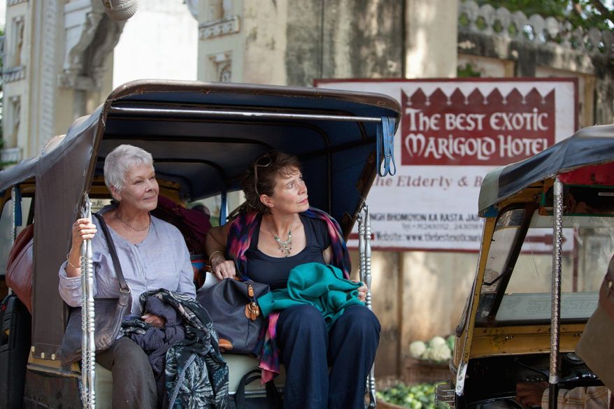 Judi Dench (left) and Celia Imrie star in "The Best Exotic Marigold Hotel," an ensemble British comedy in the tradition of "Four Weddings and a Funeral" and "Love Actually." (Fox Searchlight Films via Associated Press)