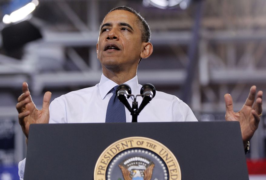 President Obama speaks May 4, 2012, at Washington-Lee High School in Arlington, Va. (Associated Press)