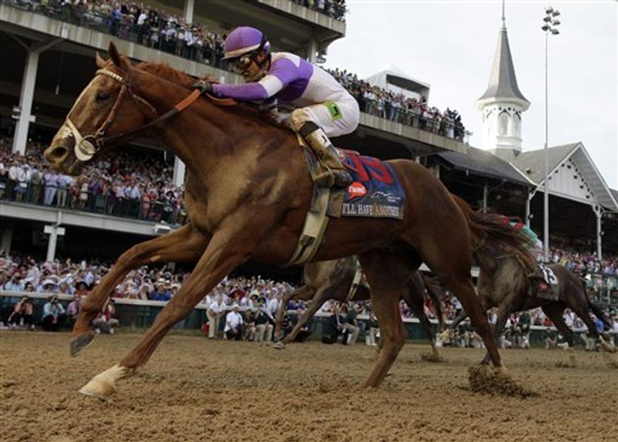 Jockey Mario Gutierrez rides I'll Have Another to victory in the 138th Kentucky Derby horse race at Churchill Downs Saturday, May 5, 2012, in Louisville, Ky. (AP Photo/David J. Phillip)