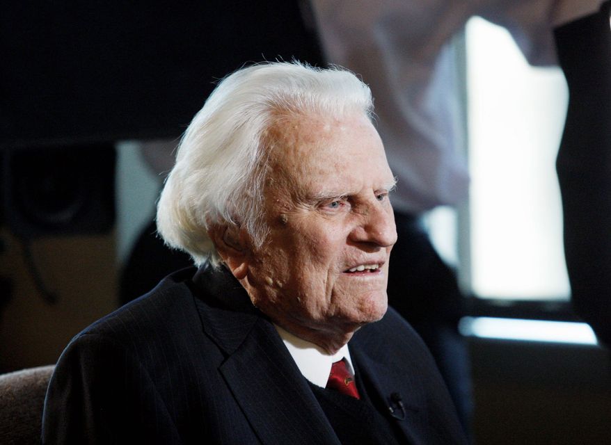 ** FILE ** The Rev. Billy Graham speaks during an interview at the Billy Graham Evangelistic Association headquarters in Charlotte, N.C., in December 2010. (Associated Press)