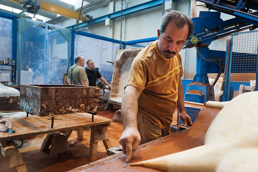 Nevzat Guney, employee at Noack Bronze-casting foundry since 33 years, modeling the form of a raven, designed by Ari van Selm, into sand. Thursday, April 26, 2012. Noack is arguably the most important bronze-casting foundry in Germany, based in Berlin.
Daniel Pilar/Special to The Washington Times