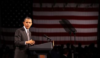 President Obama speaks at the State University of New York&#39;s Nano-Tech complex in Albany, N.Y., on Tuesday, May 8, 2012. (AP Photo/Daily Gazette, Patrick Dodson)