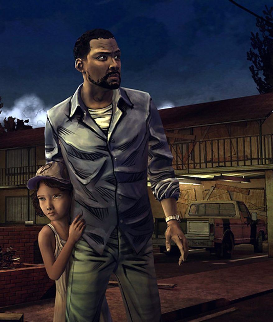 Lee Edwards, Clementine and a bunch of zombies star in the video game The Walking Dead: Episode 1 - A New Day.
