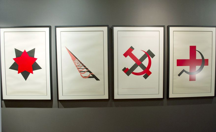 Leonhard Lapin's "Stalinism and Satanism" series turns communist iconography on its ear. He is now considered one of Estonia's most important modern artists. (Barbara L. Salisbury/The Washington Times)