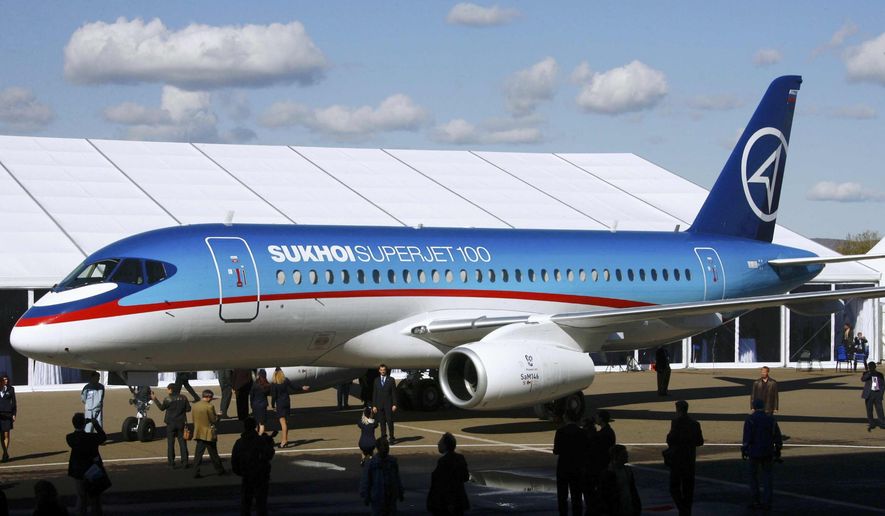 ** FILE ** The Sukhoi Superjet-100 is displayed outside the aviation factory in Komsomolsk-on-Amur, about 6200 kilometers (3,900 miles) east of Moscow, Russia&#39;s, in this Sept. 26. 2007, file photo. An official says air controllers have lost contact with the Russian-made plane similar to this one shown May 9, 2012, carrying 46 people in western Indonesia. (AP Photo/RIA-Novosti, Ruslan Krivobok, File)