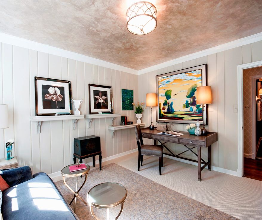 Photo courtesy of Lorna Gross
One trend in home offices is that they are becoming part of a multifunctional room, so people can work, yet still be part of family life. A well-lighted desk in this room provides a work space while the couch offers others a place to relax.