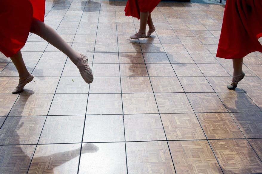 Girls from Dance Dimensions perform as part of Dance in the Circle, a festival for all ages. (Barbara L. Salisbury/The Washington Times)