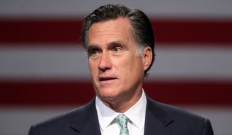 **FILE** Republican presidential candidate and former Massachusetts Gov. Mitt Romney speaks May 8, 2012, in Lansing, Mich. (Associated Press)