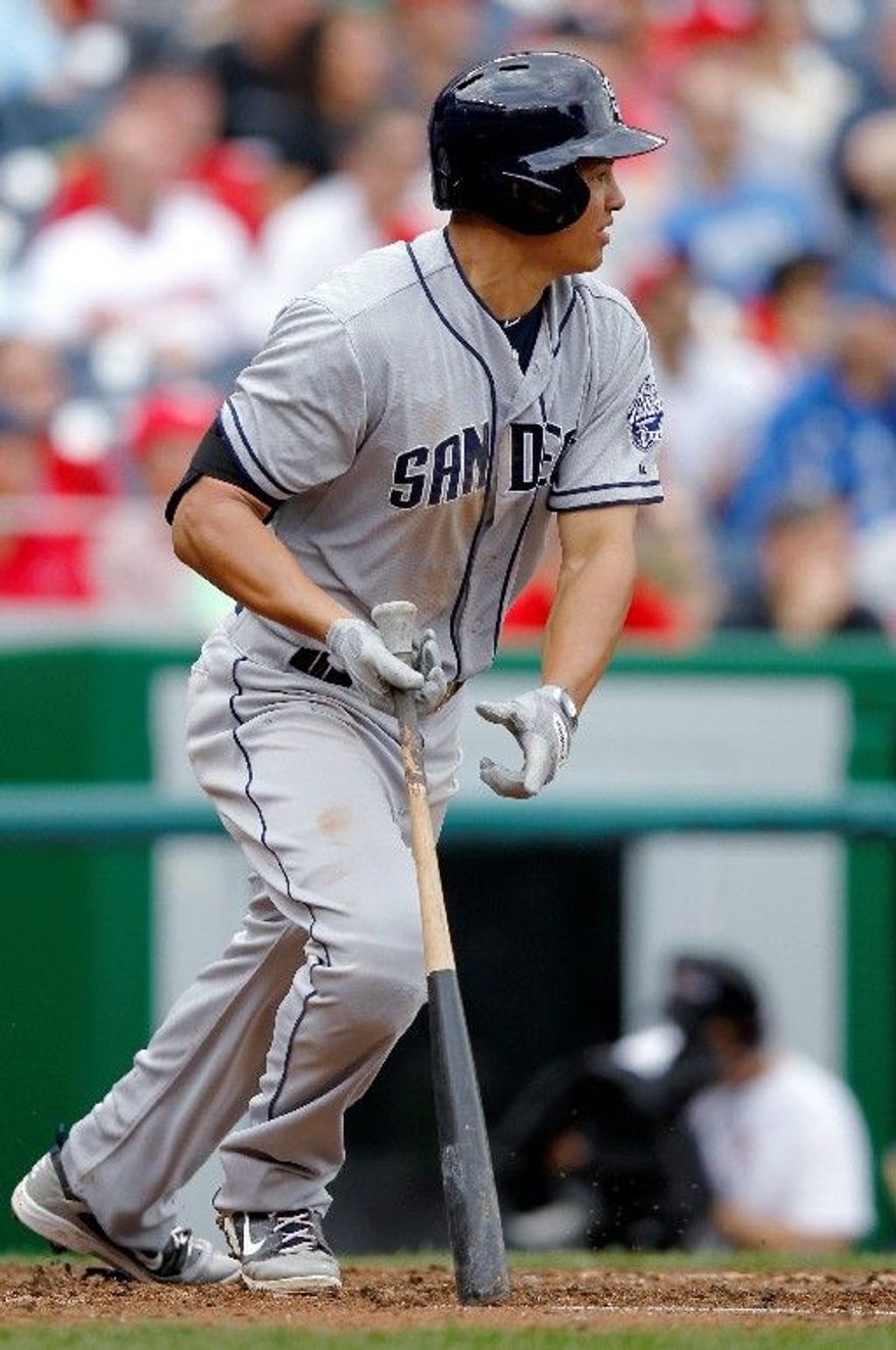 Will Venable was a one-man wrecking crew for the Padres, going 4-for-5 with a double, a triple and a stolen base. He scored one run and drove in another. (Associated Press)