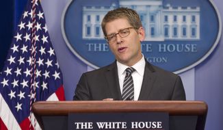 White House spokesman Jay Carney speaks May 16, 2012, during his daily news briefing at the White House. (Associated Press)