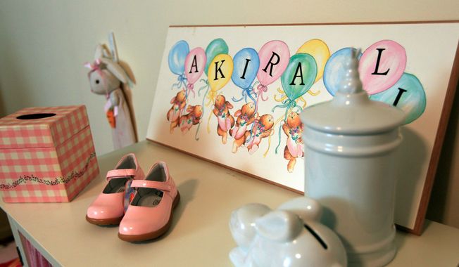 In this March 31, 2012 photo, items meant for Akira-Li, a child Sharon Brooks was planning to adopt, are shown at her house in New York. Brooks, 56, waited three and a half years for the release of a little girl in Vietnam after the U.S. froze adoptions there in 2008 amid serious fraud concerns. Finally, in January, Brooks learned the child she had named Akira-Li would instead be adopted by a Vietnamese family. (AP Photo/Frank Franklin II)