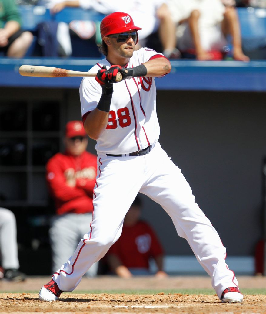 Michael Morse hit 31 home runs with 95 RBI while batting .303 for the Nationals last season. He's missed the entire 2012 season with a torn right lat muscle, however. (Associated Press)
