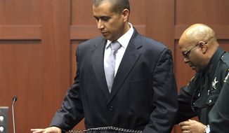 ** FILE ** George Zimmerman takes the witness stand on Friday, April 20, 2012, during a bond hearing in Sanford, Fla. Mr. Zimmerman is charged with second-degree murder in the shooting of Trayvon Martin. He claims self-defense. (AP Photo/Orlando Sentinel, Gary W. Green, Pool)
