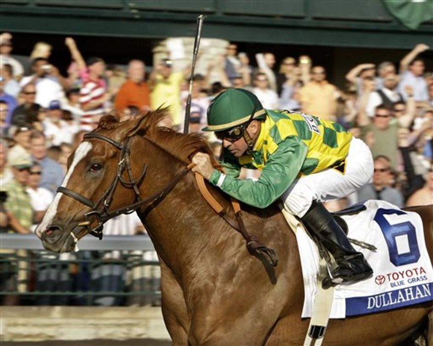 Jockey Kent Desormeaux, shown in the Blue Grass Stakes Race in April, won't ride Tiger Walk in Saturday's Preakness after failing a breathalyzer test. (AP Photo/Garry Jones)