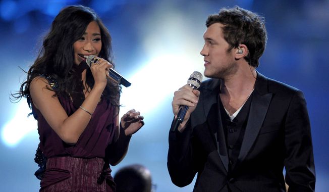 Runner-up Jessica Sanchez, left, and &quot;American Idol&quot; winner Phillip Phillips perform onstage at the show&#x27;s finale on Wednesday, May 23, 2012 in Los Angeles. (Photo by John Shearer/Invision/AP)