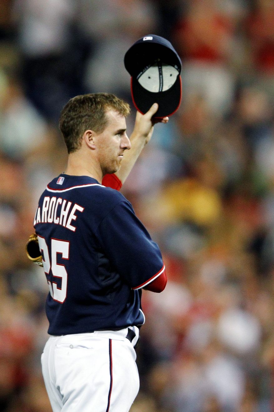 Adam LaRoche's two-year contract expires at the end of this season. We'll know that the Nationals have arrived if negotiations keep D.C. sports fans awake at night. (Associated Press)
