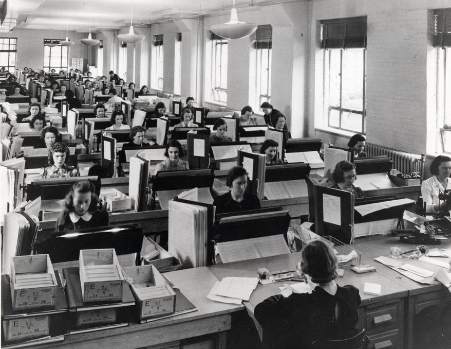 Tabulators in Washington record the information from the more than 120,000 enumerators who gathered data for the 1940 U.S. census. The population record was veiled in secrecy for 72 years because of privacy concerns. (National Archives and Records Administration via Associated Press)