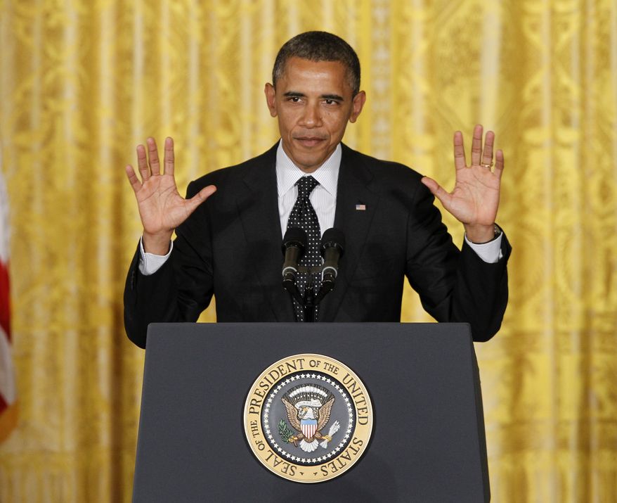 ** FILE ** In this May 29, 2012 photo, President Obama speaks in the East Room of the White House in Washington. Obama's campaign was opening a new critique of Mitt Romney's record on Wednesday, focusing attention on the Republican nominee's economic agenda while he served as governor of Massachusetts. (AP Photo/Charles Dharapak, File)