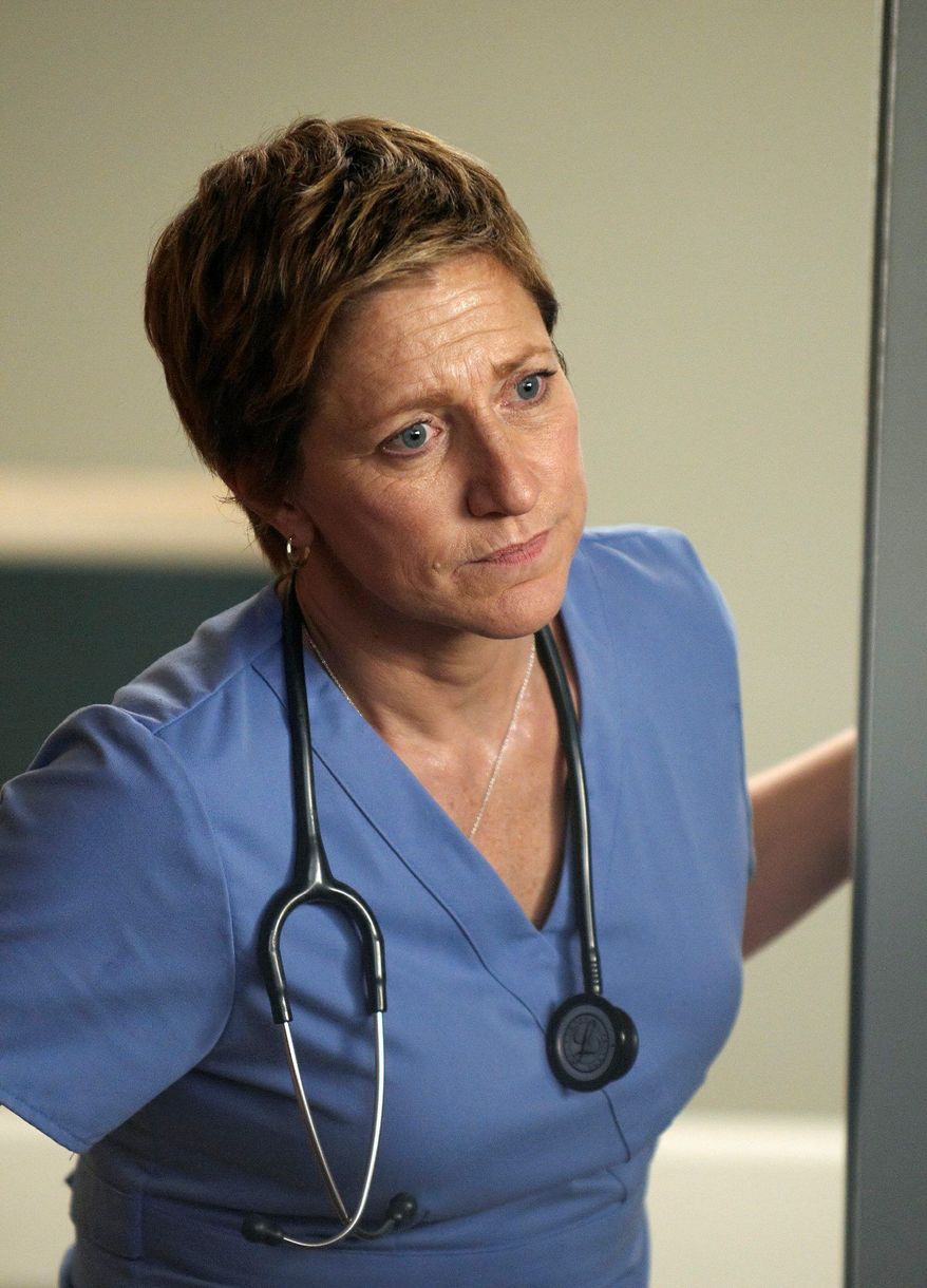 In this image released by Showtime, Edie Falco portrays Jackie Peyton in a scene from "Nurse Jackie." (AP Photo/Showtime, Ken Regan)