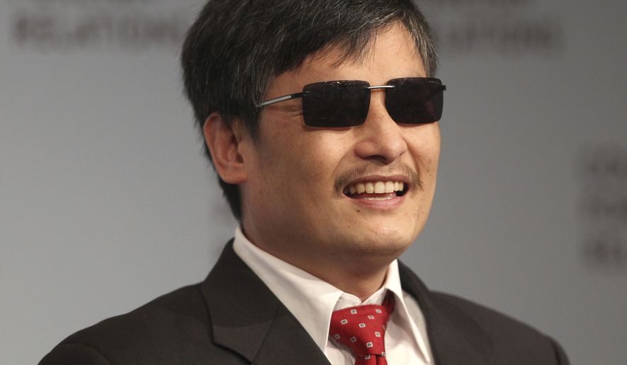 Chen Guangcheng speaks May 31, 2012, at the Council on Foreign Relations in New York. Guangcheng is a blind Chinese activist whose dramatic escape earlier in the month from house arrest culminated in a flight to the U.S. (Associated Press)