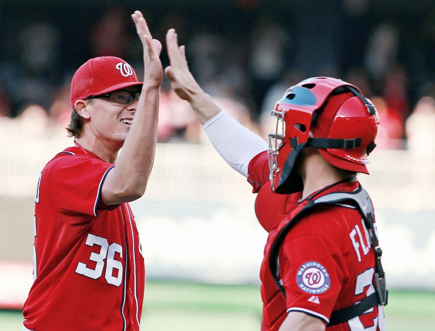 Tyler Clippard (left), an All-Star set-up man in 2011, is perfect in four save opportunities since replacing Henry Rodriguez. Jesus Flores, who homered in Saturday's win, has become the everyday catcher with Wilson Ramos out for the season. Flores has had to overcome shoulder injuries that derailed his career for three seasons. (Associated Press)