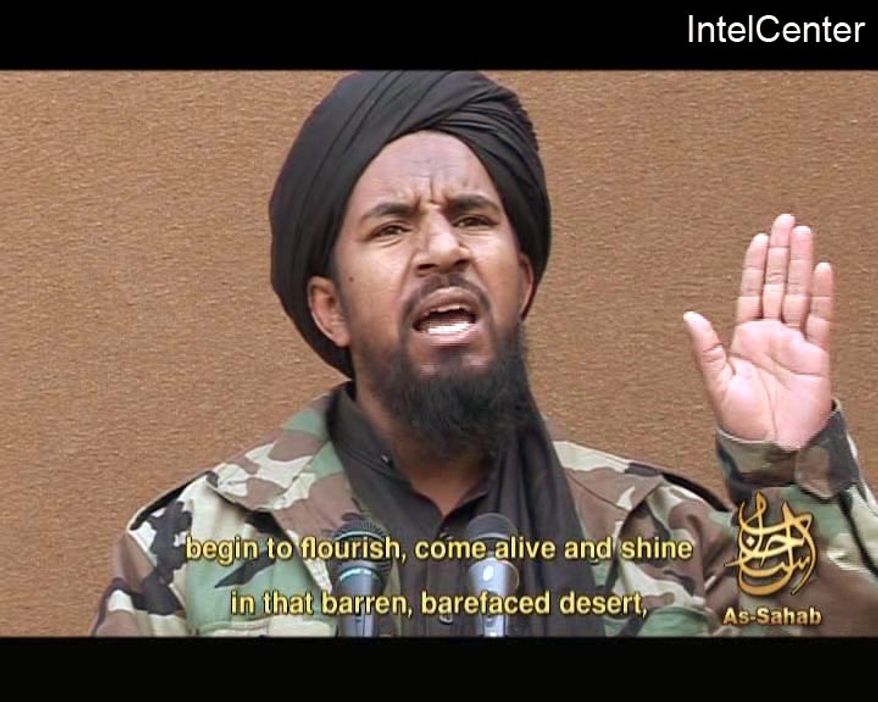 ** FILE ** This March 25, 2007, file image, made from video posted on a website frequented by Islamist militants and provided via the IntelCenter, shows al Qaeda militant Abu Yahia al-Libi. A CIA drone strike Monday, June 4, 2012, targeted al Qaeda&#x27;s second in command in Pakistan, but it was unclear whether he was among those hit, U.S. officials said. The Associated Press has no way of independently verifying the content, location or date of this video. (AP Photo/IntelCenter, File)