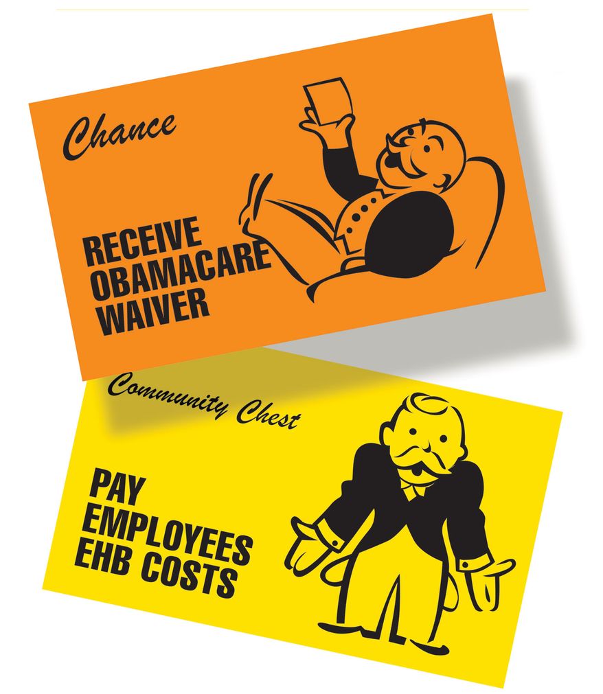 Illustration Small business monopoly by Linas Garsys for The Washington Times