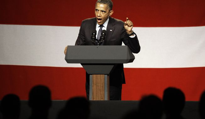 President Obama speaks June 6, 2012, at a campaign fundraiser at the Beverly Wilshire Hotel in Beverly Hills, Calif. (Associated Press)