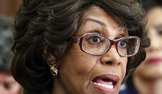 **FILE** Rep. Maxine Waters, California Democrat, speaks Feb. 8, 2011, during a news conference on Capitol Hill. (Associated Press)