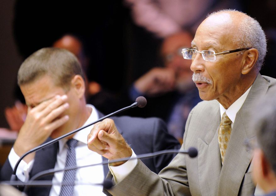 Detroit Mayor Dave Bing (right) said he feels the state will let the city run out of cash this week. Some residents are wondering if the Motor City is poised on the edge of an explosive summer of unrest. (Associated Press)