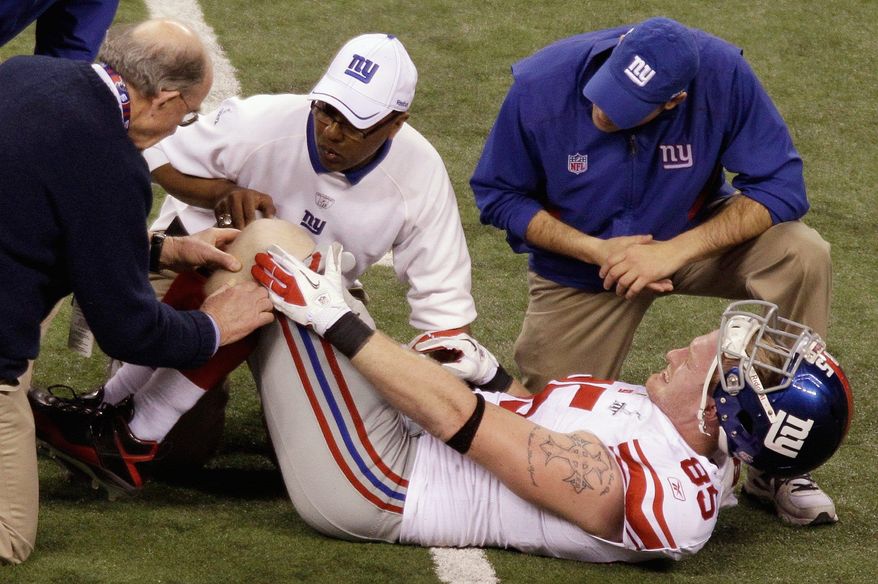 Tight end Jake Ballard tore his ACL during New York's victory over New England in Super Bowl XLVI on Feb. 5. He had 38 receptions for 604 yards and four touchdowns in 2011. (Associated Press)