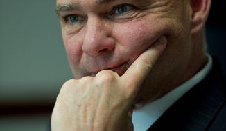 Tim Kaine, Democratic candidate for the U.S. Senate in Virginia, said voters will have a clear choice between political philosophies in November. (Barbara L. Salisbury/The Washington Times)