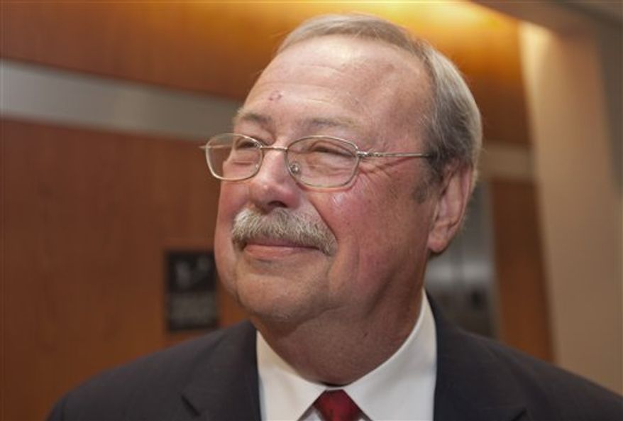 In this photo taken Monday, June 11, 2012, Democratic Congressional primary runoff candidate State Sen. Gene Jeffress is interviewed in Little Rock, Ark. Jeffress and Q. Byrum Hurst are vying for their party's nomination in the June 12 election in Arkansas' 4th district. (AP Photo/Danny Johnston)