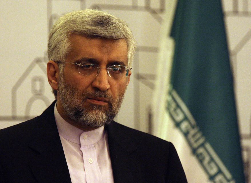 ** FILE ** Saeed Jalili, Iran&#x27;s chief nuclear negotiator, speaks to the media after negotiations with the United States and five other world powers in Baghdad on Thursday, May 24, 2012. (AP Photo/Khalid Mohammed)