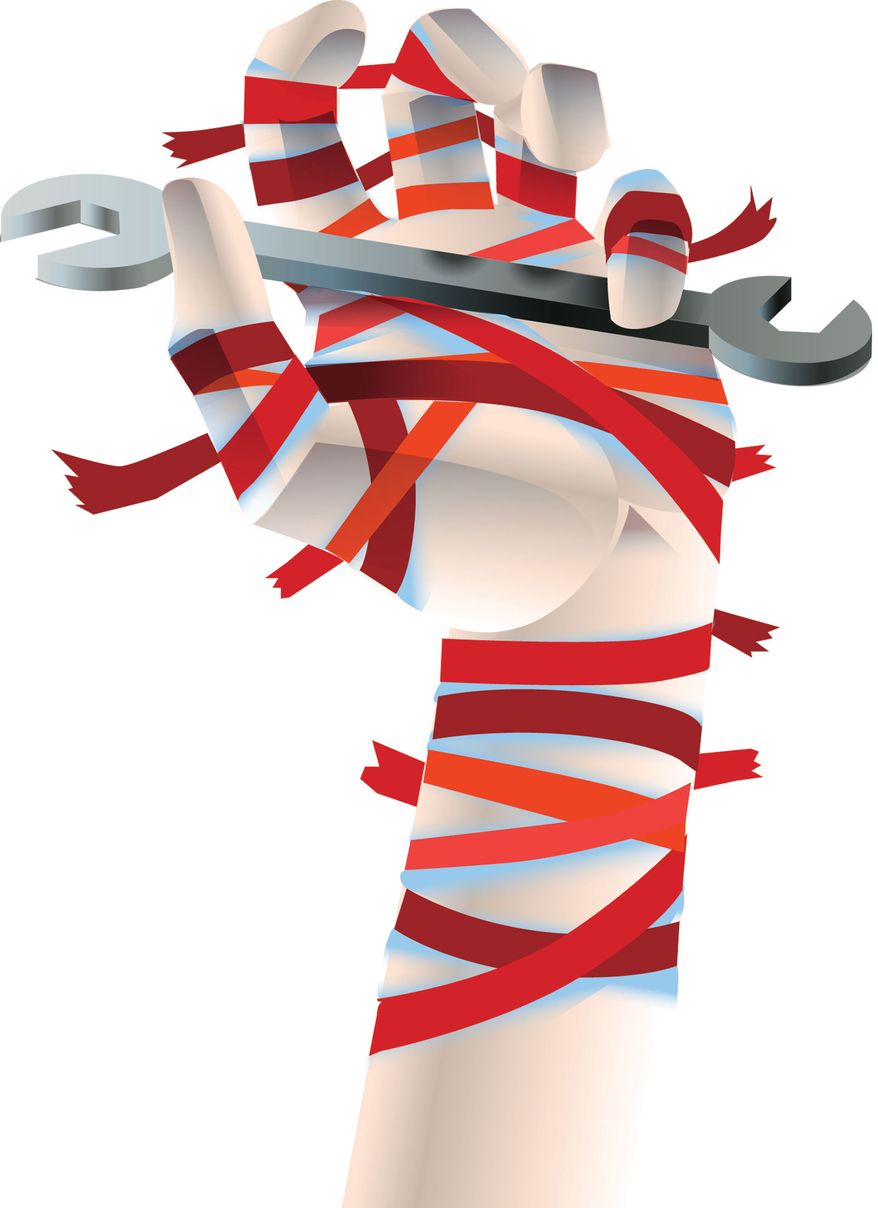 Illustration Red Tape by Linas Garsys for The Washington Times