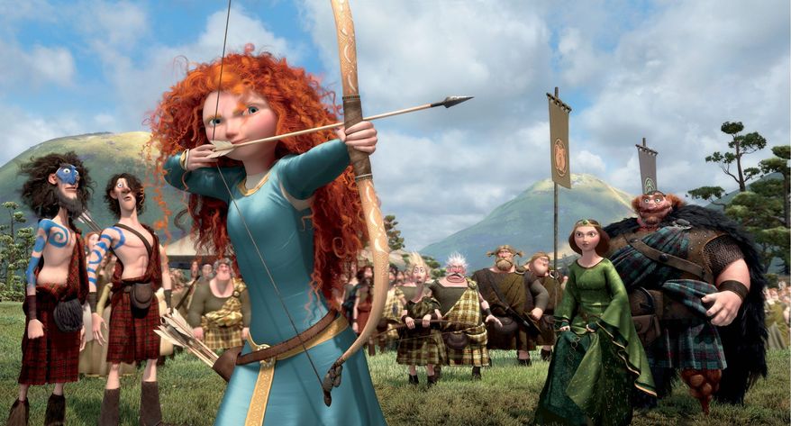 Merida, the princess-heroine of "Brave," would rather perfect her archery than behave as her mother, the queen, wants. Their changing relationship brightens the film. (Associated Press)
