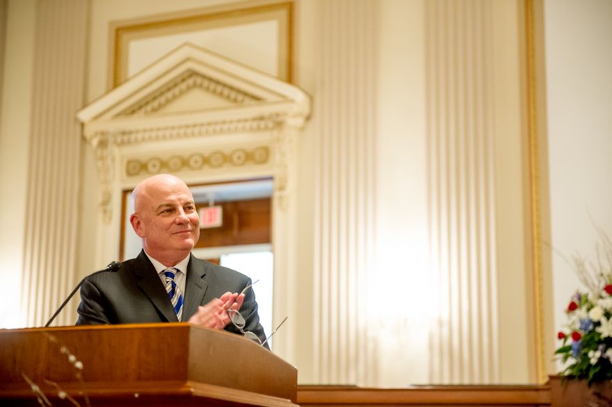 Thomas P. McDevitt, President of the Washington Times Newspaper is the Master of Ceremonies as youth are awarded the Congressional Award Gold Medal during an award ceremony in the Cannon House Office Building on Capitol Hill, Washington, D.C., Wednesday, June 20, 2012. The 276 youth honored this year in the annual award ceremony for completing 400 hours of Voluntary Public Service activities, 200 hours each of Personal Development and Physical Fitness activities, as well as an Expedition and Exploration activity were greeted by members of congress as well as Verdine White and Ralph Johnson, two members of Earth, Wind, and Fire. (Andrew Harnik/The Washington Times)