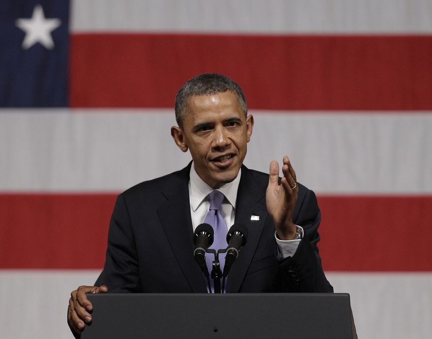 President Obama addresses supporters June 25, 2012, during a campaign fundraiser at Symphony Hall in Boston. (Associated Press)