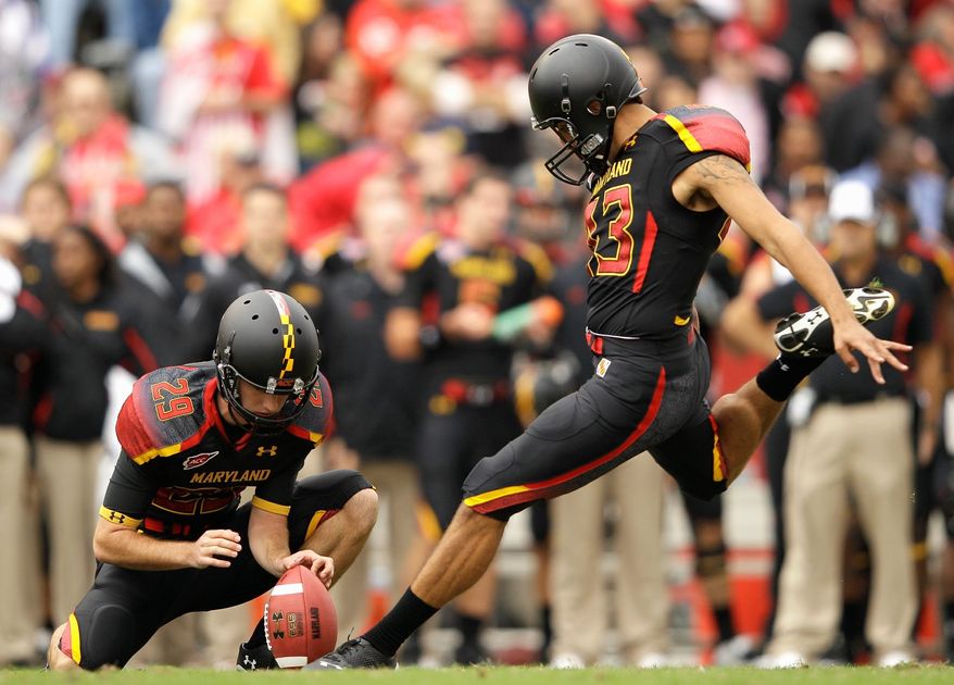 Maryland kicker Nick Ferrara was just 12 for 20 on field goal attempts in 2011, including missing five of his final eight tries. He connected on just one attempt longer than 33 yards, and three attempts were blocked. (Associated Press)