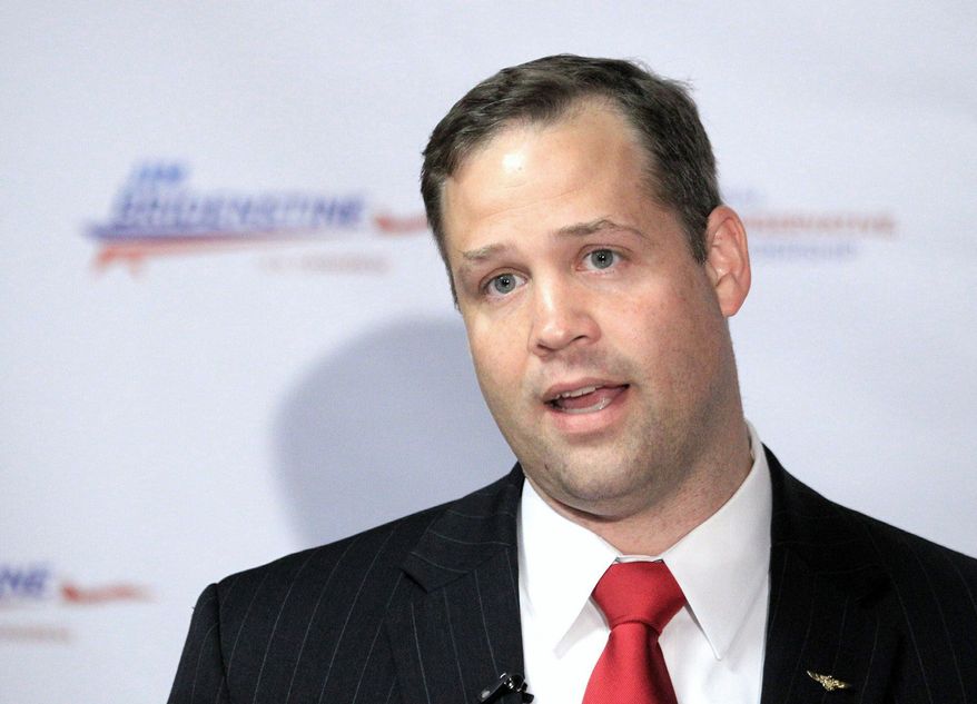 Jim Bridenstine, a former director of a Tulsa space museum, defeated Rep. John Sullivan in Oklahoma's Republican primary on Tuesday. He promised to serve no more than three terms if elected. (Associated Press)