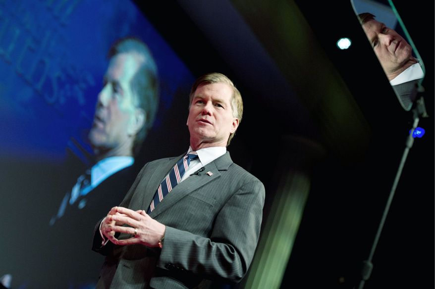 Virginia Gov. Bob McDonnell speaks at the Conservative Political Action Conference held in Washington in February. Currently, he is campaigning for presumed Republican presidential nominee Mitt Romney. (Andrew Harnik/The Washington Times)