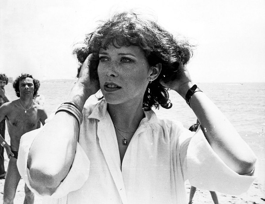 Dutch actress Sylvia Kristel, who played the role of "Emmanuelle", poses for the camera when she arrived at the Cannes Fim Festival, Cannes, May 22, 1975. (AP Photo)