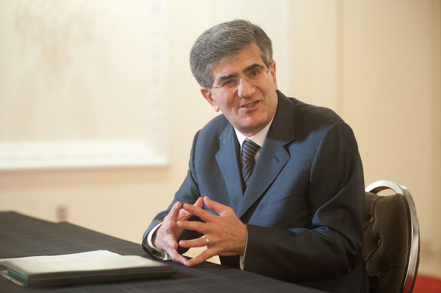 H.E. Pavlos Anastasiades, ambassador of the Republic of Cyprus to the United States, is interviewed at The Washington Times in Washington, D.C. on Tuesday, July 3, 2012. (Ryan M.L.Young/The Washington Times)