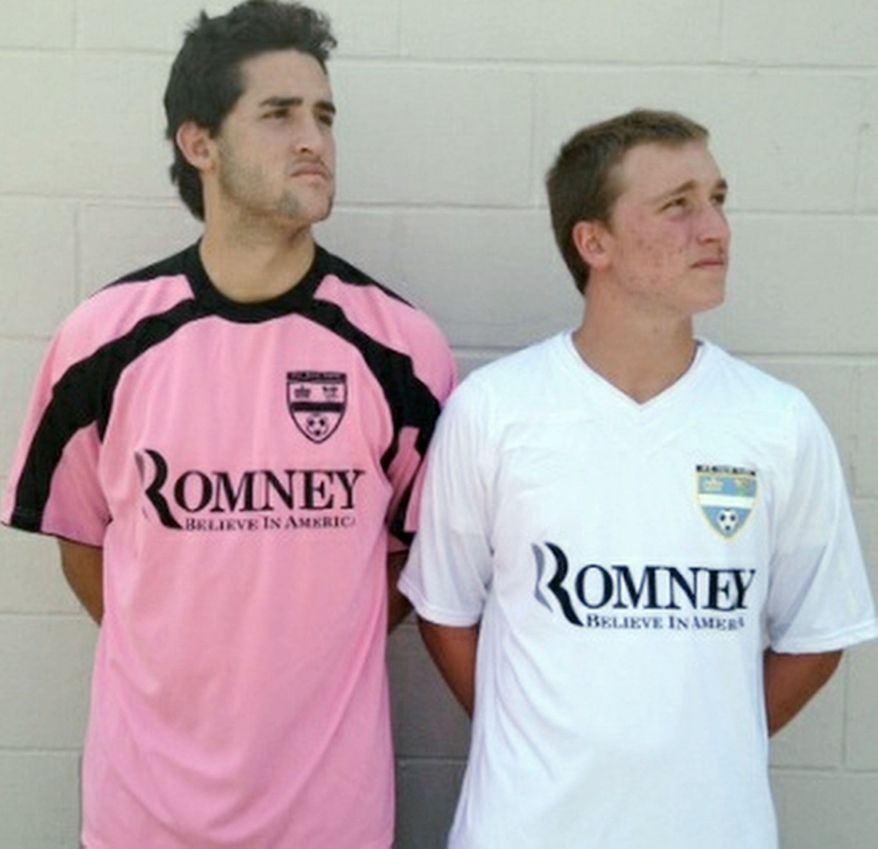 Minor-league soccer team F.C. New York was prohibited from wearing jerseys with an advertisement supporting Mitt Romney because of regulations stated by FIFA, the sport's international governing body. (Courtesy of F.C. New York)